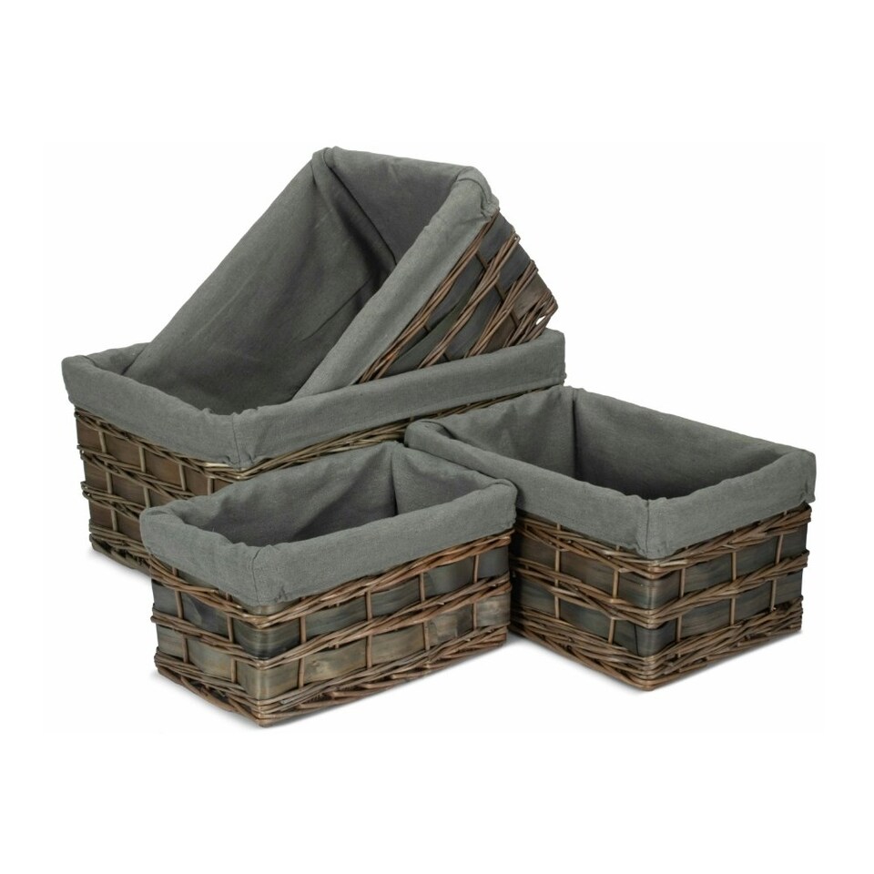 image 1 of Grey Scandi Storage Basket with Grey Lining Grey | Grey | XL