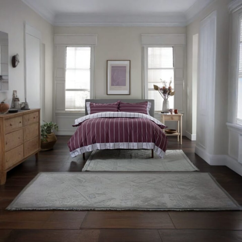 image 1 of TLC Pin Stripe Duvet Set | Red | Red | King | 1