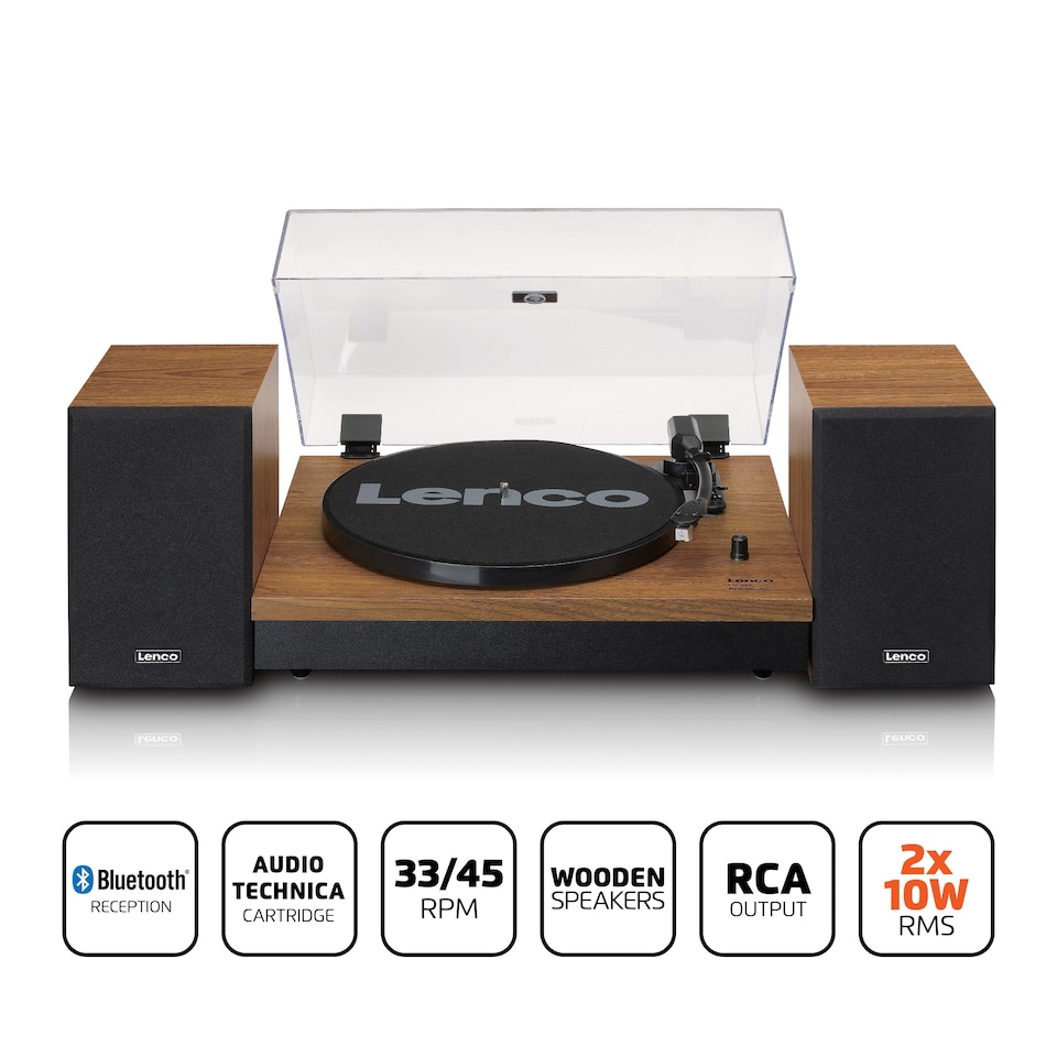 image 1 of LENCO LS-310WD - Turntable with Bluetooth and two separate speakers, wood