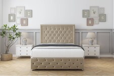 Sloomy Vienna Almond Coniston Divan Bed With Mattress 2 Drawers Right Side With 54" Floor Standing Headboard & 12" Matching Footboard 3' Single | Cream | Almond | Single | 1