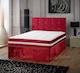 image 2 of 4ft Small Double Red Crushed Velvet Divan Bed Set Orthopaedic Mattress with Cube Headboard  2 Drawers One Each Side