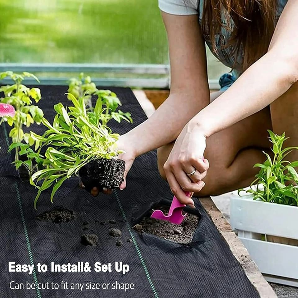 image 1 of Heavy Duty Weed Control Membrane Garden Barrier Fabric for Landscaping Cover | Multi | 1