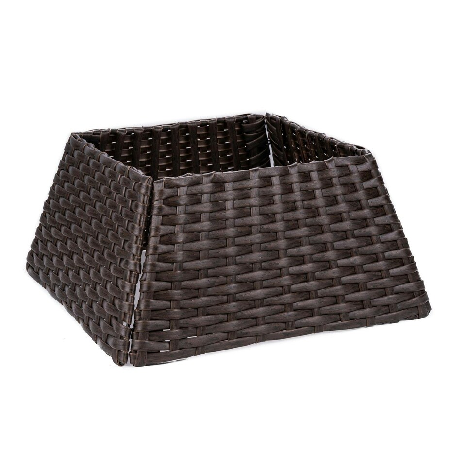 image 1 of Holly International Brown Rattan Folding Christmas Tree Skirt Collar