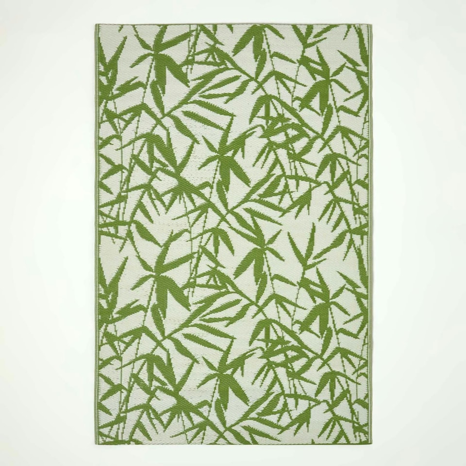 image 1 of Homescapes Outdoor Rug Luxury Waterproof Reversible Recycled, For Garden, Zena Tropical | Green | Green and White