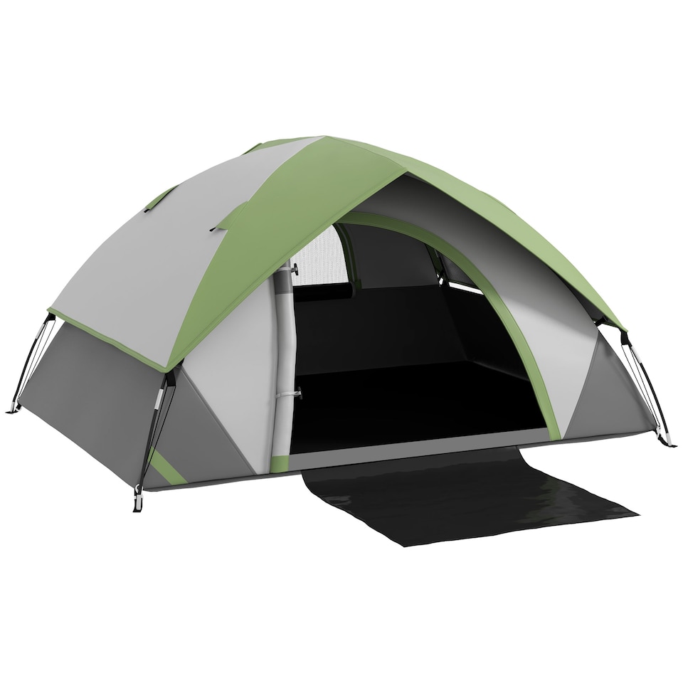 image 1 of Outsunny 3-4 Man Camping Tent withSewn-in Groundsheet, 3000mm Waterproof