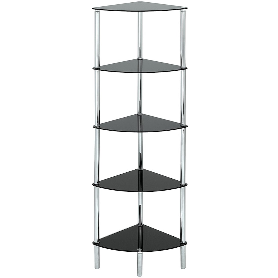 image 1 of 5-Tier Black glass corner rack-Polo 5Tier Display Glass Unit/Bathroom Rack