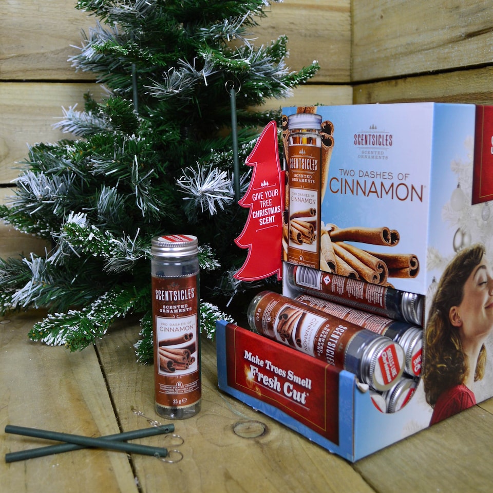 image 1 of 3 PACKS of 6 Scentsicles Scented Hanging Ornaments Sticks - Two Dashes of Cinnamon