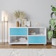 image 3 of Black TV Stand with 2 Drawers | White | White & Sky Blue | 1
