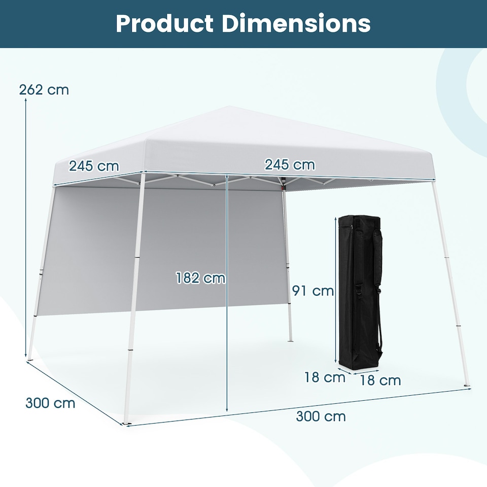 image 1 of COSTWAY 3m x 3m Pop up Canopy Tent Garden Gazebo White