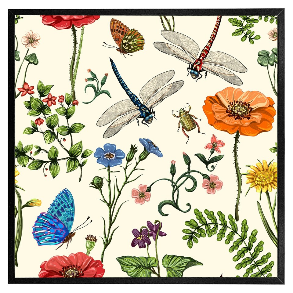 image 1 of Flowers & insects (Picture Frame) Brown | Oak | XS
