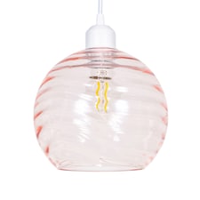 Modern Designer Pink Circular Ribbed Glass Non Electric Pendant Lamp Shade | Pink