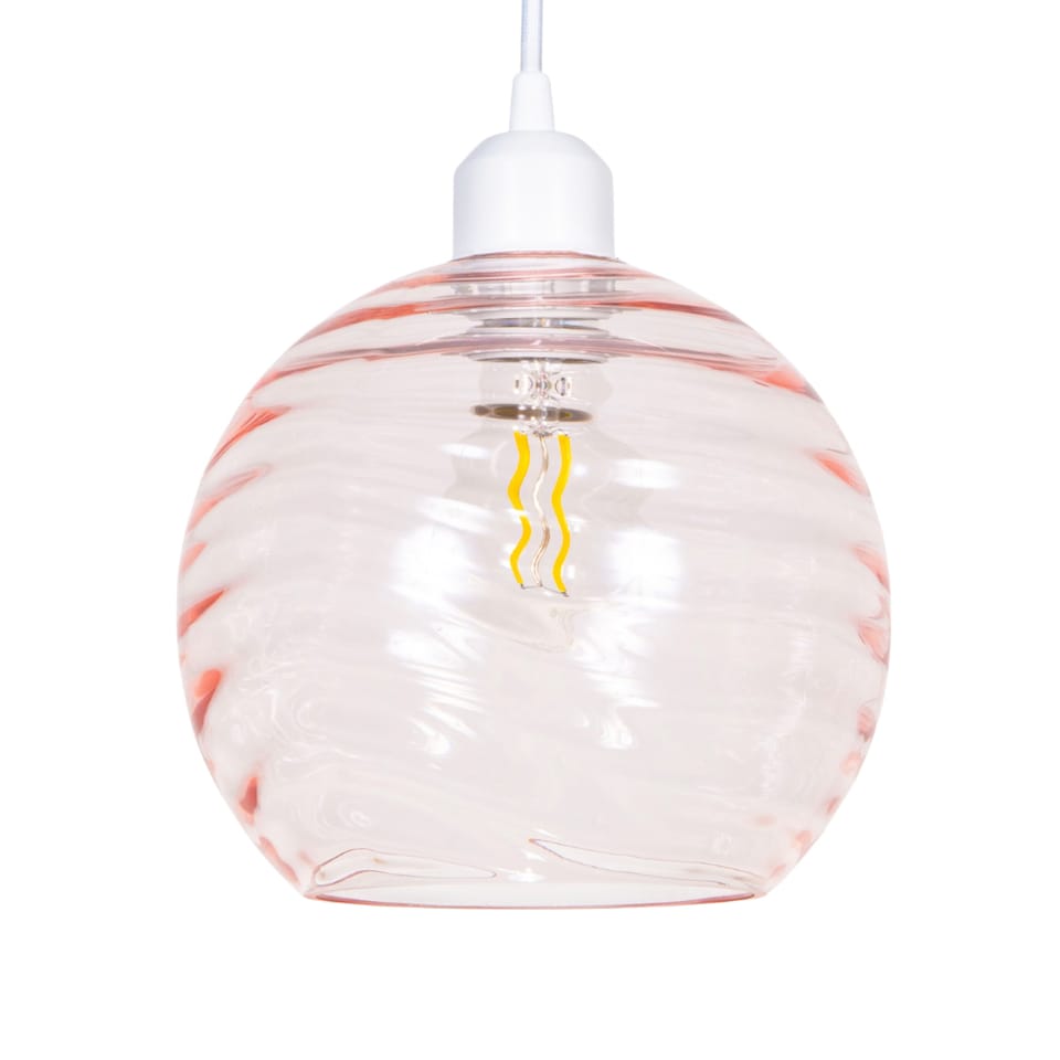 image 1 of Modern Designer Pink Circular Ribbed Glass Non Electric Pendant Lamp Shade | Pink