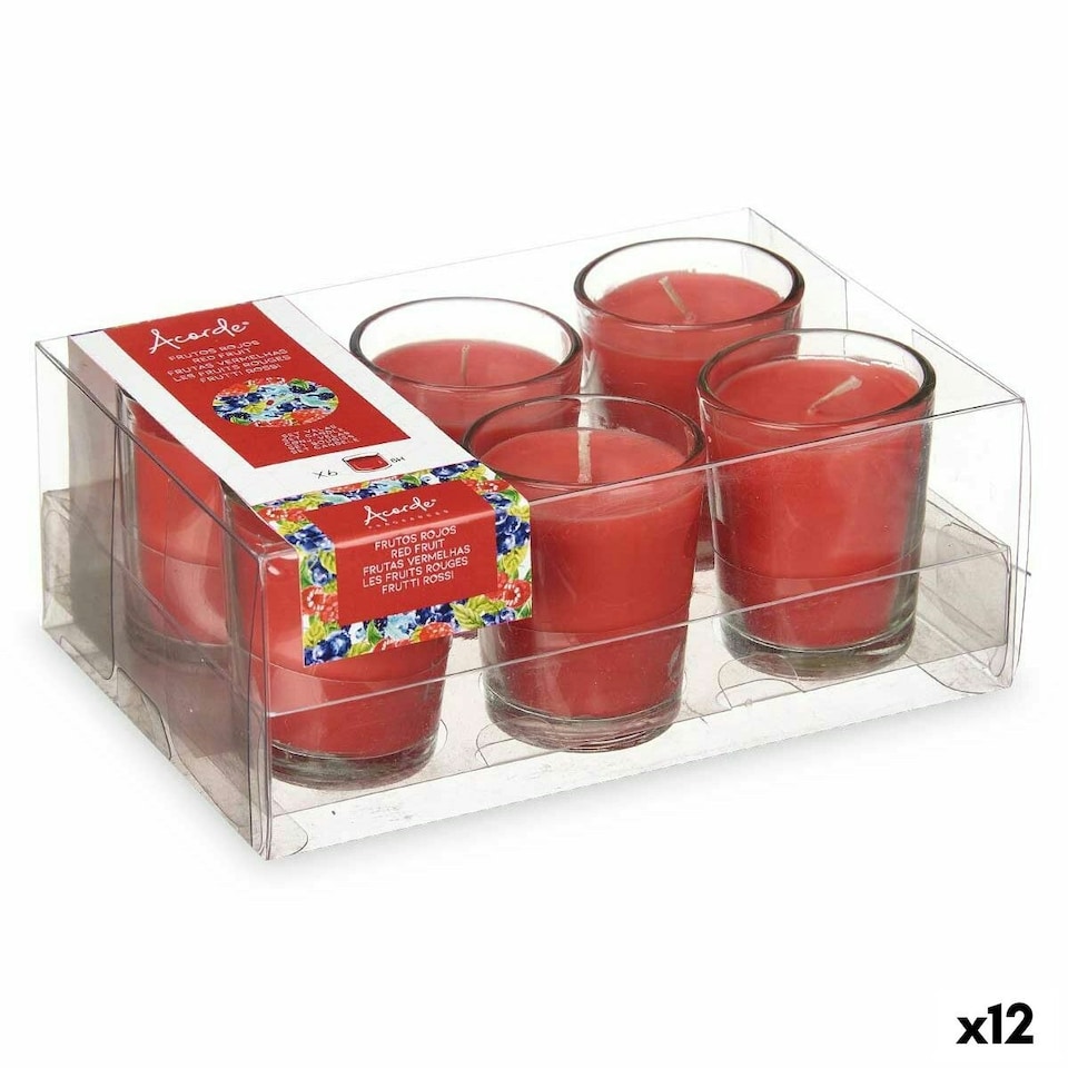 image 1 of Scented Candle Set Acorde 48-A-AR Red fruits Glass (12 Units) N/A