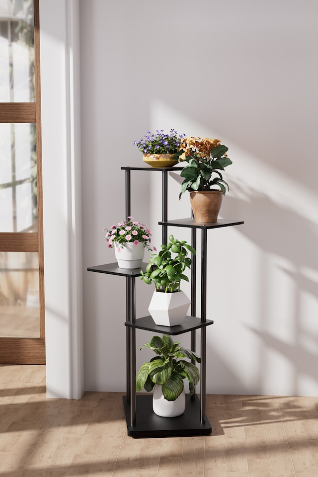 image 1 of Living and Home 5-Tier Modern Plant Stand Shelf Plant Display Rack | Black | 5 Tiers