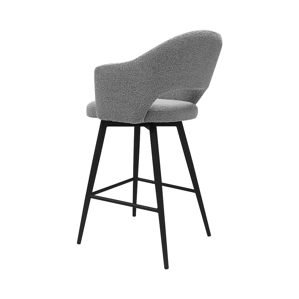 image 1 of Bentley Designs - Sterling 180° Return Swivel Barstool With Black Sand Powder Coated Legs - Grey Fabric (Single)