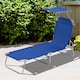 image 2 of Outsunny Folding Chair Sun Lounger w/ Sunshade Garden Recliner Hammock Blue