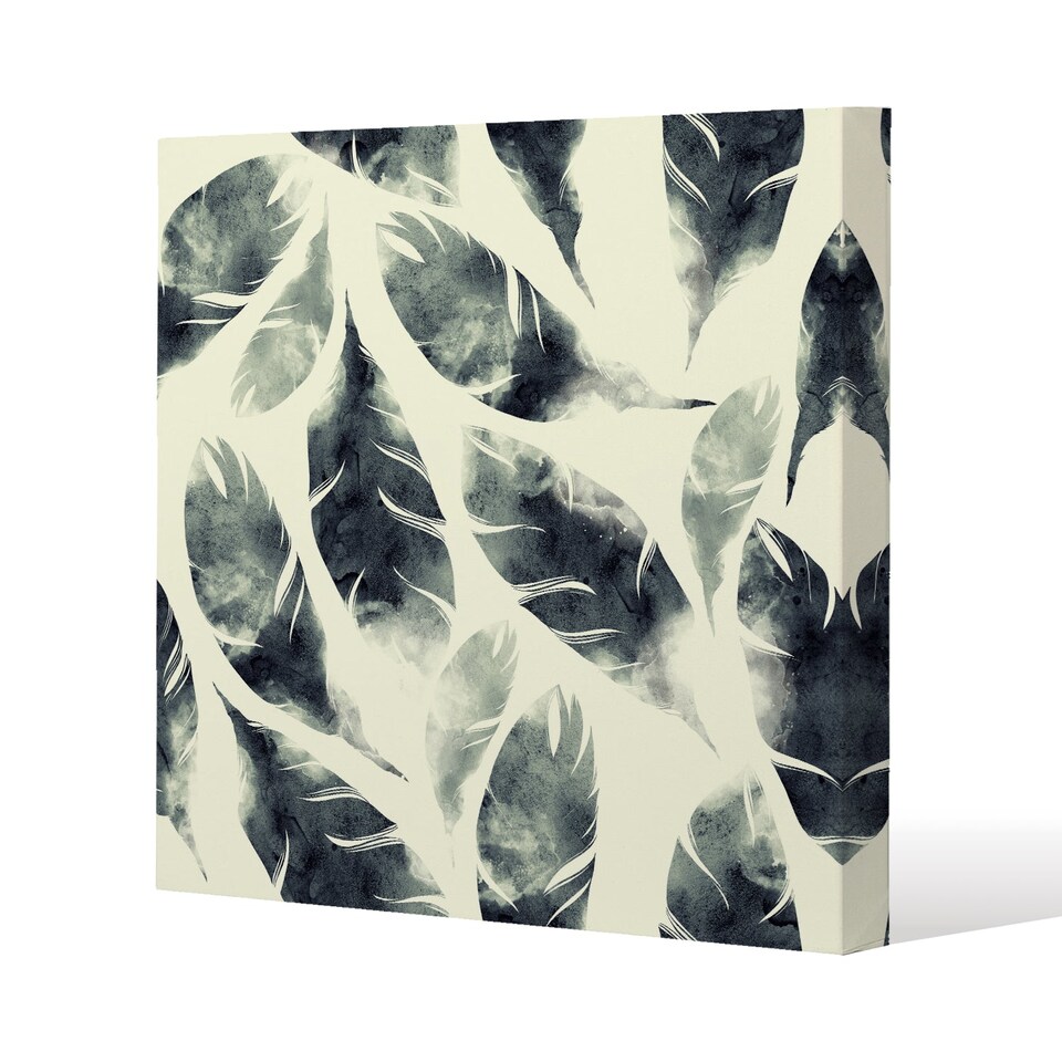 Feathers fantastic birds  seamless pattern (Canvas Print) / 61 x 61 x 4cm | Multi