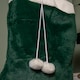 image 7 of 80x55cm Green Christmas Sack with White Cuff and Pom Poms