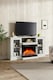 image 2 of Living and Home Electric Fireplace TV Stand with Glass Door Closed Storage, Remote Control, White
