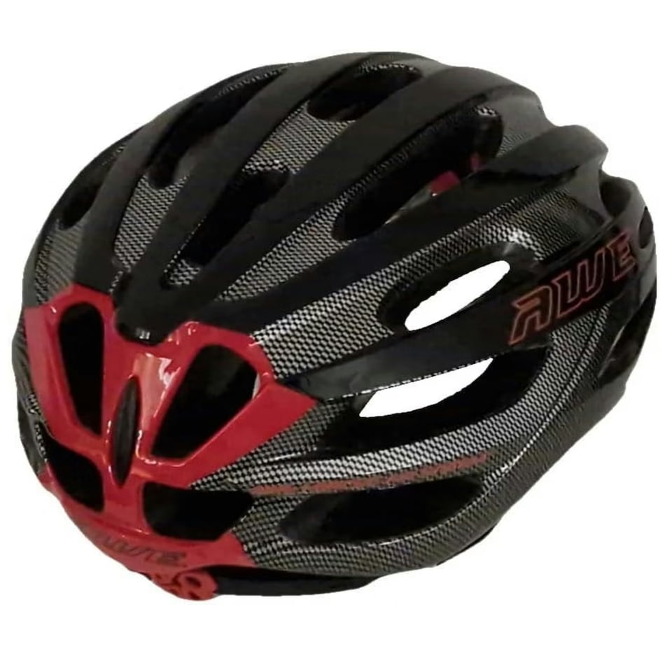 image 1 of AWE AweSprint In Mould Bike Helmet Carbon/Black/Red 58-61cm Crash Guarantee* Black | L