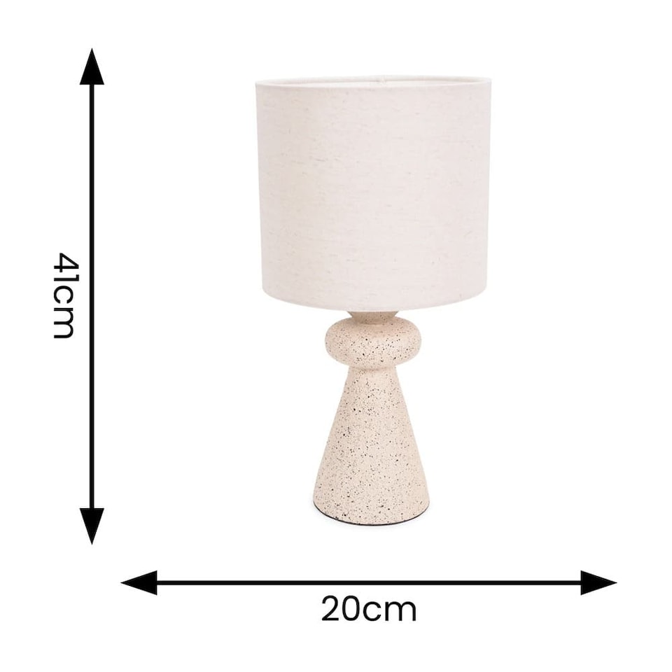 image 1 of ValueLights Cady Stone Effect Natural Table Lamp with Drum Shade