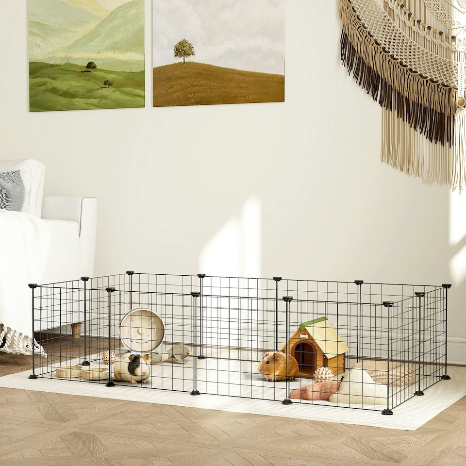 image 1 of PawHut DIY Pet Playpen Metal Wire Fence Guinea Pig Small Animals Cage 12 Panel
