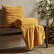 image 4 of Catherine Lansfield Cosy Ribbed Faux Fur Soft 130x170 cm Blanket Throw Mustard Yellow | Mustard