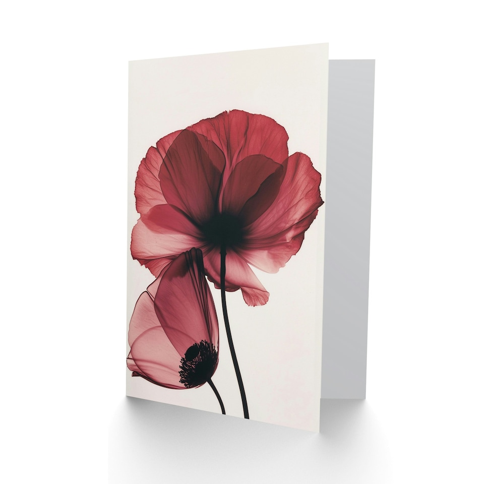 image 1 of Elegant Poppy Flowers Xray Bright Floral Her Birthday Card