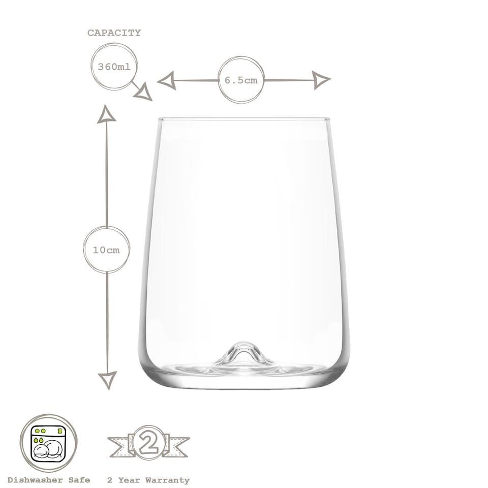 image 1 of LAV Terra Tumbler Glasses - 360ml - Clear - Pack of 6 | Clear | Clear