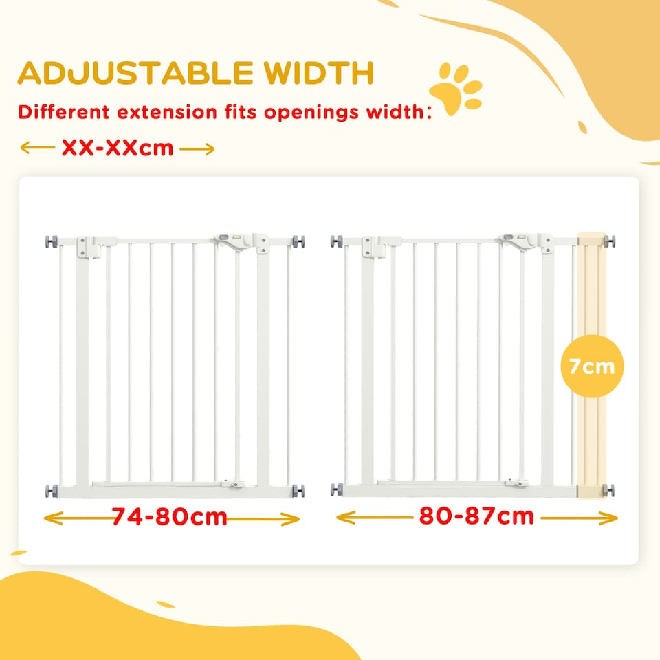 image 1 of PawHut Adjustable Safety Gate w/ 1 Extensions and Four Adjustable Screws, White