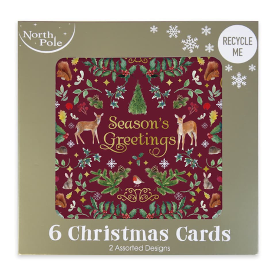 image 1 of Woodland Animal Christmas Embossed Greeting Cards - Pack of 6