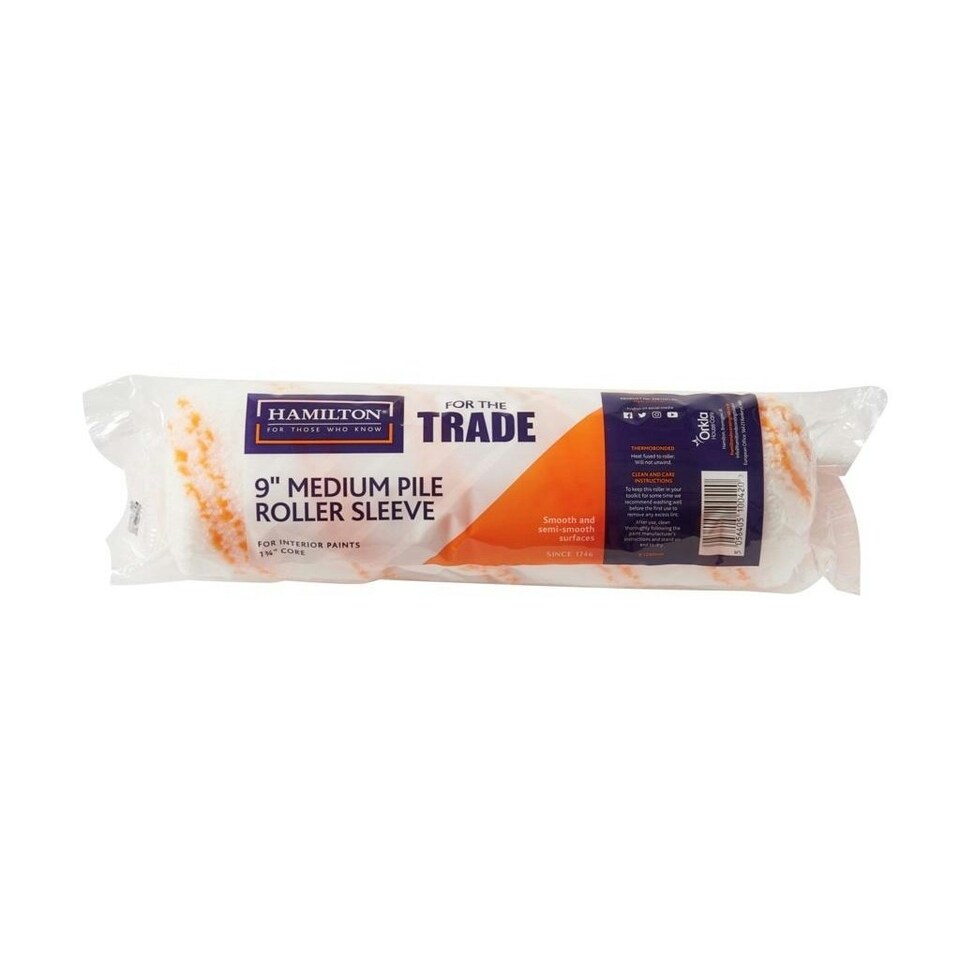 Hamilton For The Trade Medium Pile Paint Roller Sleeve - White/Orange - One Size (UTST9633)