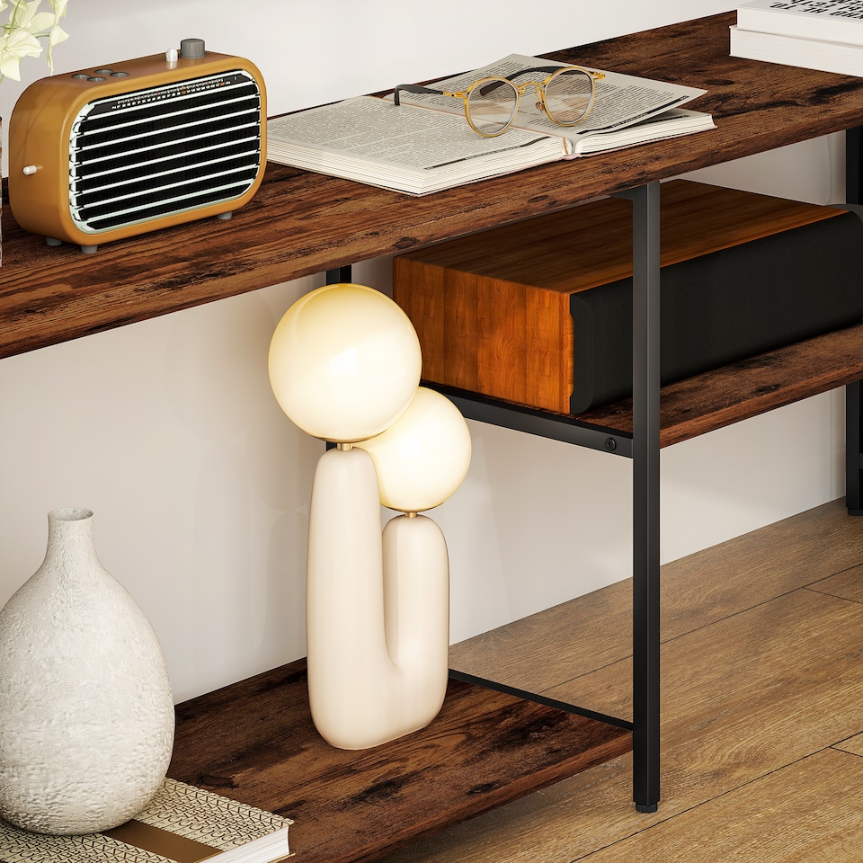 image 1 of HOMCOM TV Unit for TVs up to 55 Inches, Industrial TV Stand with Storage Shelves, Entertainment Centre for Living Room, Bedroom | Brown | 1