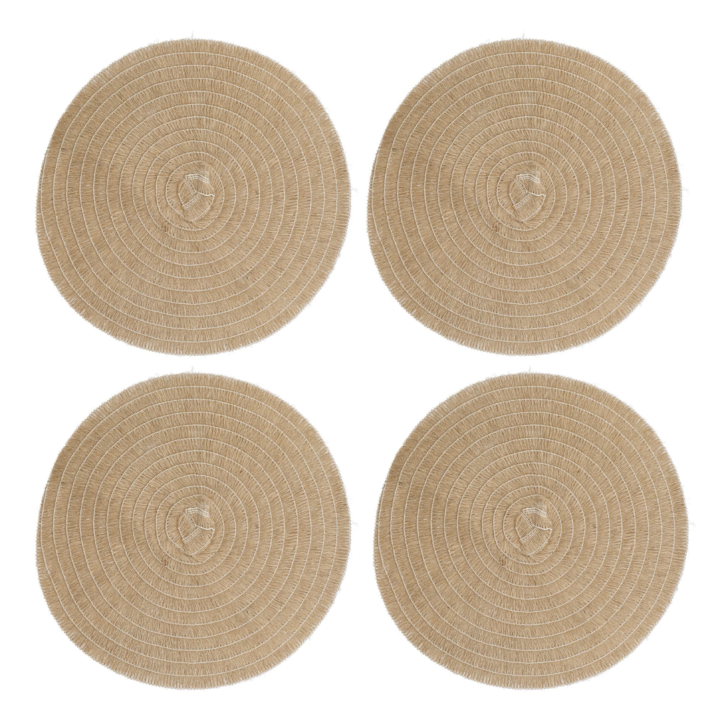 Creative Tops Set of 4 Jute Placemats, Natural Hessian Round Table Mats, 38cm in Brown