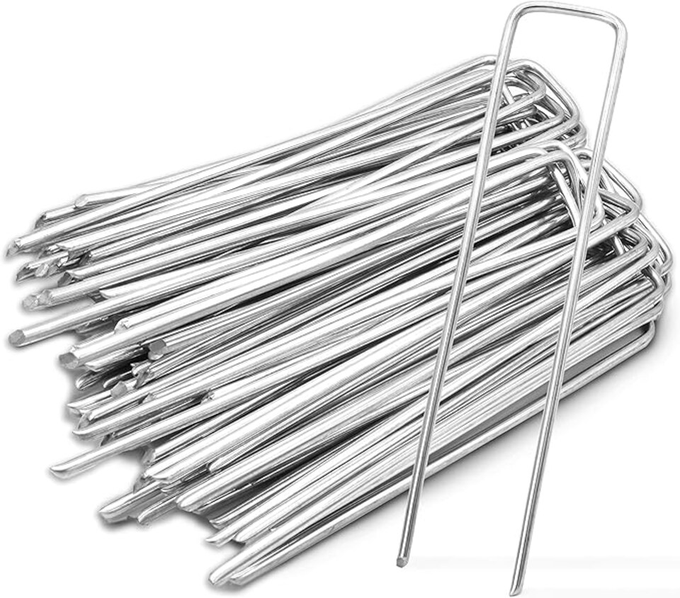 image 1 of Metal U-shaped Garden Pegs for Fixing Artificial Grass, Garden Cloth, Peat Mats and Nets