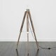 image 3 of ValueLights Modern Distressed Wood And Silver Chrome Tripod Floor Lamp Base | Brown