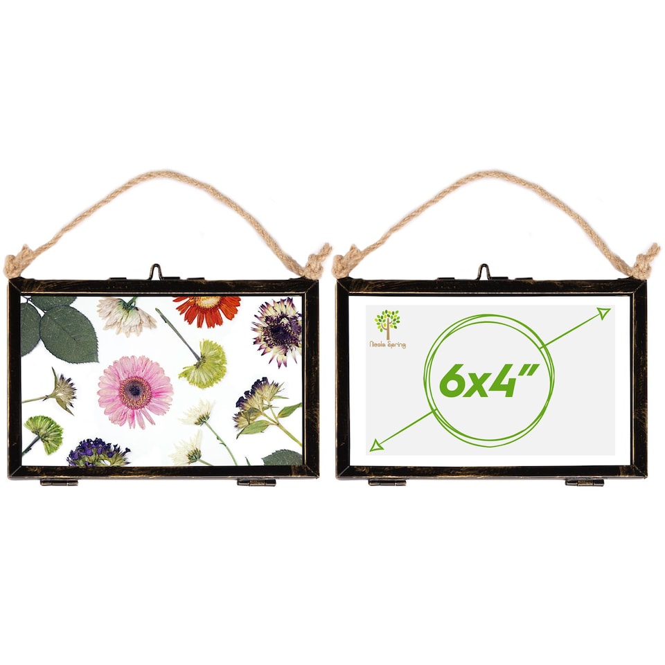 image 1 of Nicola Spring Hanging Metal Photo Frames - 6" x 4" - Black - Pack of 2 | Black | Black | One Size