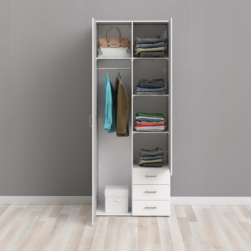 image 1 of Space Wardrobe 2 Doors 3 Drawers in White 2000