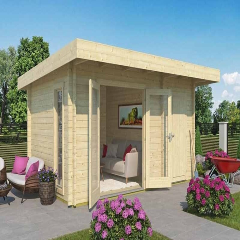 image 1 of Chameleon 44-Log Cabin, Wooden Garden Room, Timber Summerhouse, Home Office - L510 x W410 x H233.7 cm Brown