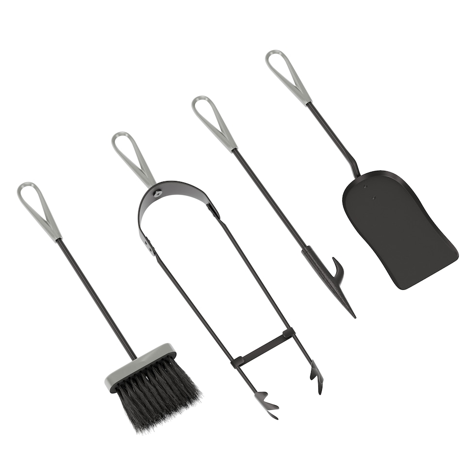image 1 of Fire Vida 5 Piece Buxton Companion Set Fireside Fireplace Accessory, Black & Nickel