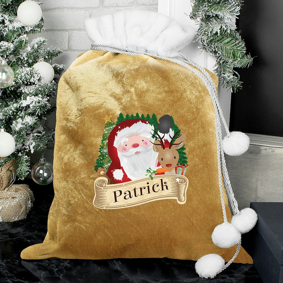 image 1 of Personalised Christmas Santa Gold Sack