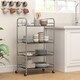 image 8 of HOMCOM 4 Tier Stainless Steel Storage Trolley with Adjustable Shelves, Serving Trolley with Locking Wheels and Handles, Rolling Cart for Kitchen, Dining Room, Bathroom, Silver | Silver | Silver