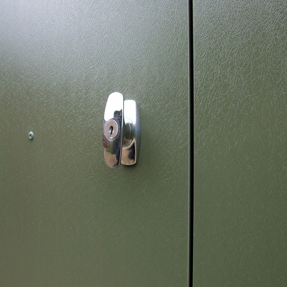 image 1 of 6 x 6 ft Trimetals Titan 660 Apex Roof Metal Shed - Single Door - One Window Green