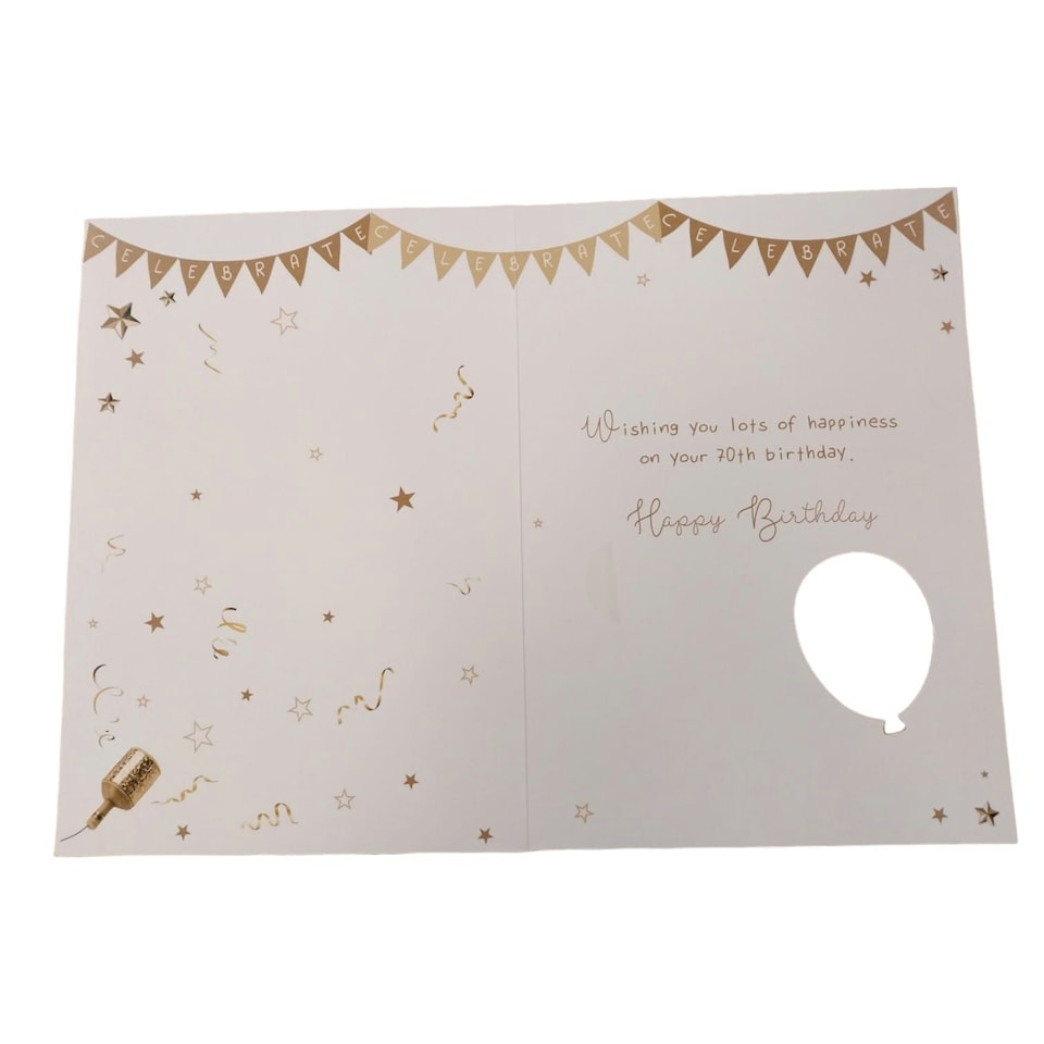 image 1 of Let's celebrate 70th Happy Birthday Balloon Boutique Greeting Card