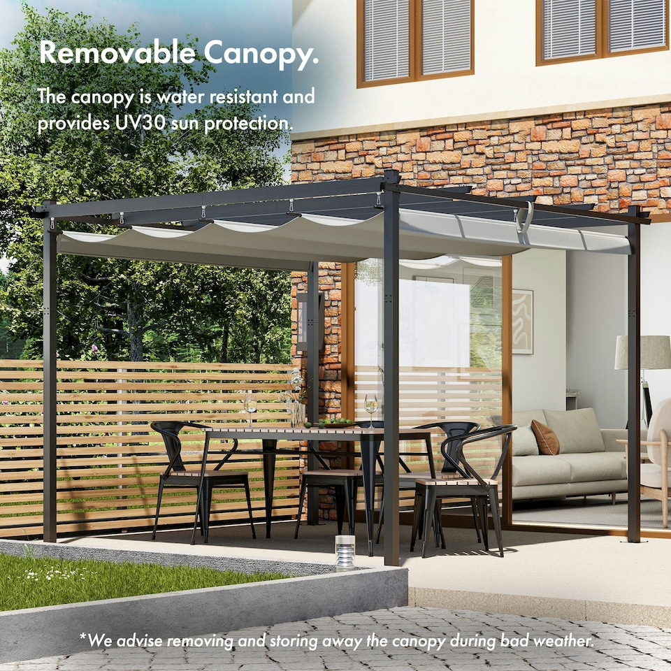 image 1 of VonHaus Pergola with Retractable Roof Weatherproof 3x3m