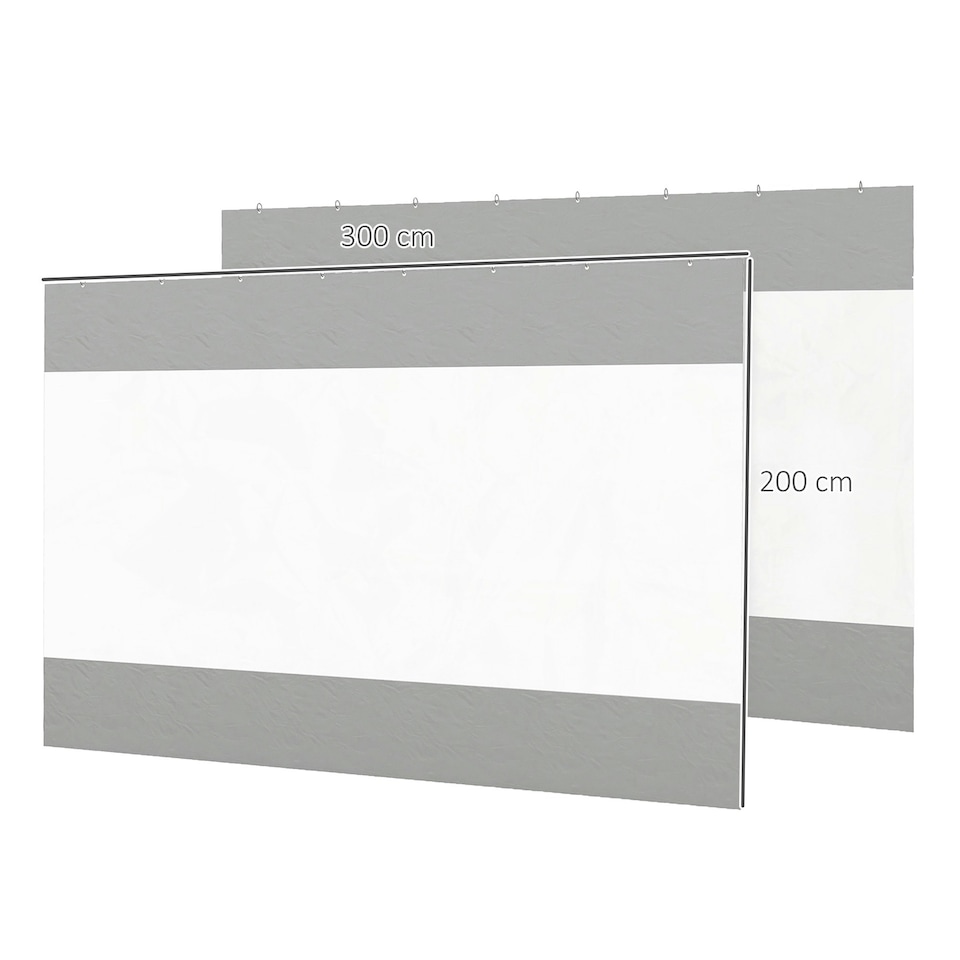 image 1 of Outsunny 3x2m Side Panels with Large Window, for 3(m) Long Pergola, Green