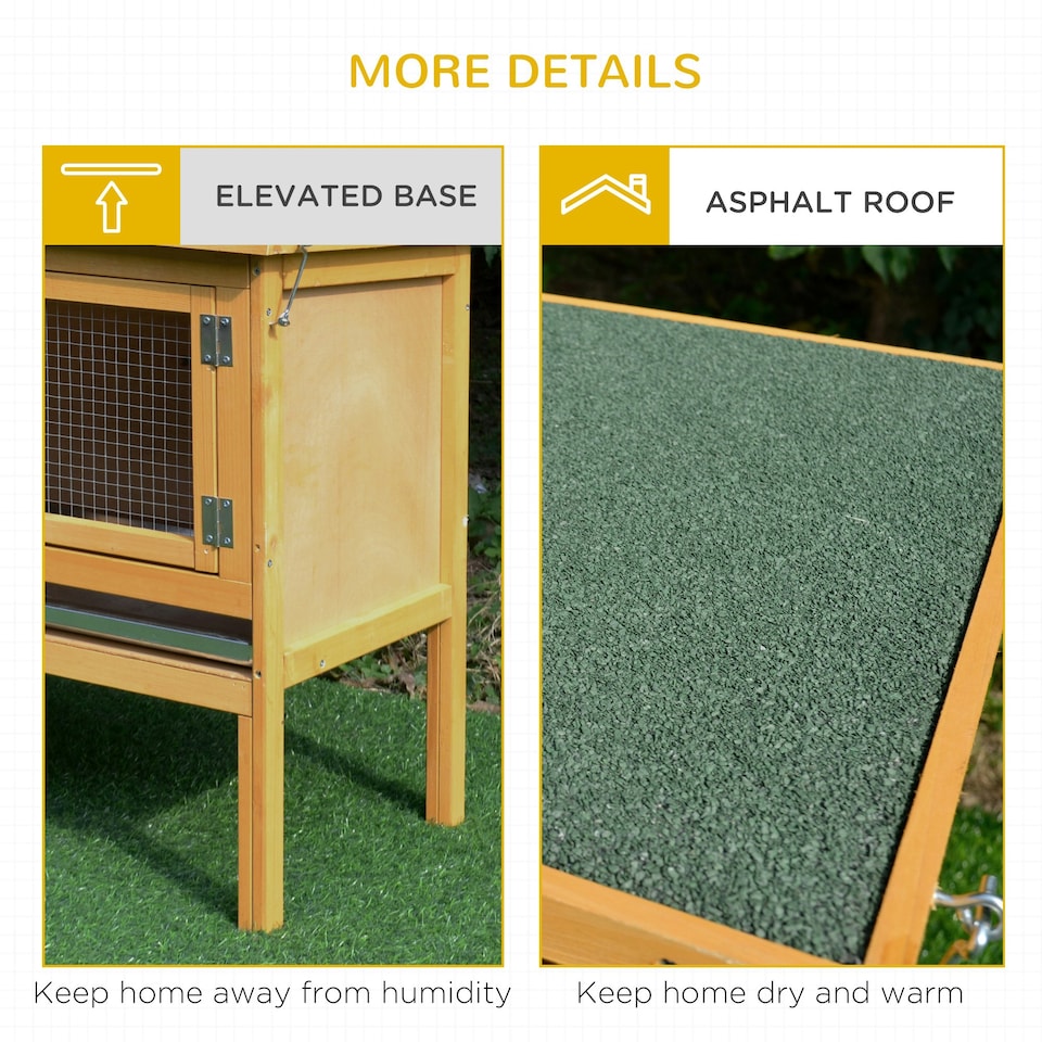 image 1 of PawHut Wooden Rabbit Hutch Bunny Cage Outdoor Small Animal House w/ Hinged Top