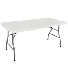 5ft Heavy Duty Folding Trestle Table – Portable Plastic Camping Picnic BBQ – White