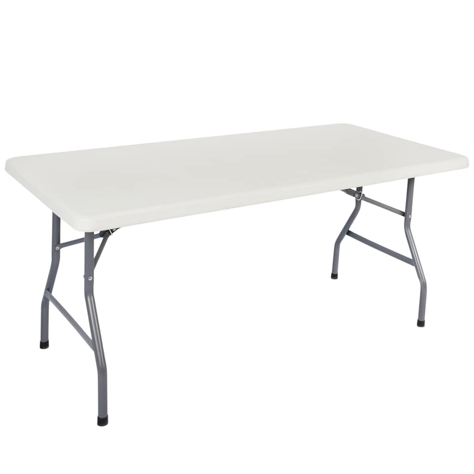 image 1 of 5ft Heavy Duty Folding Trestle Table – Portable Plastic Camping Picnic BBQ – White