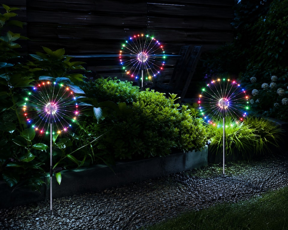image 1 of Solar LED Garden Stake Light 120 LEDs Multicolor 3000K Adjustable Waterproof IP44 Outdoor Lamp